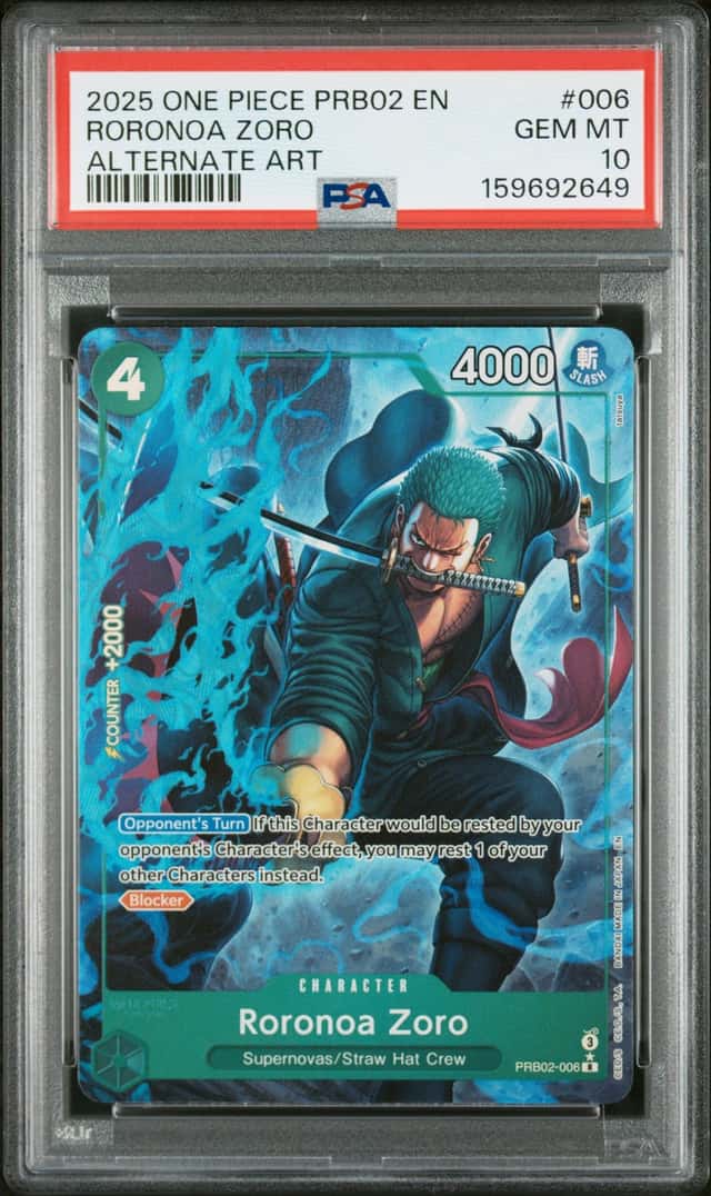 2025 One Piece PRB02 EN Alternate Art #006 Roronoa Zoro PSA 10 GEM MINT