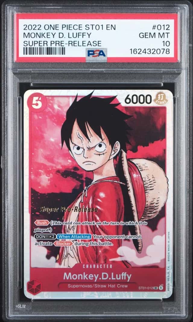 One Piece Monkey D. Luffy Straw Hat Crew St01-012 Super Pre-Release PSA 10