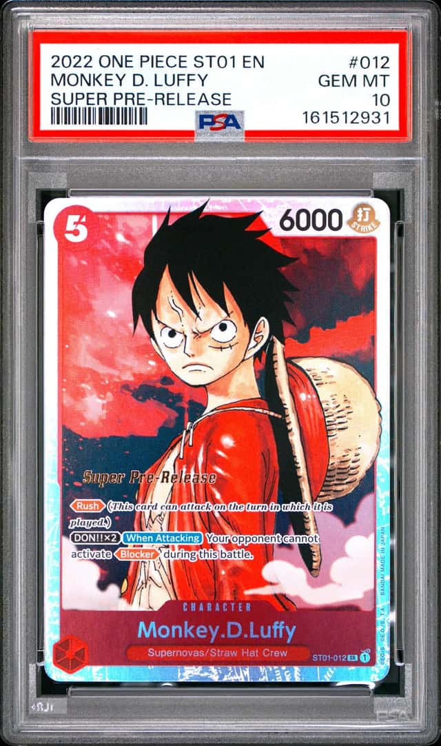 2022 ONE PIECE ST01-012 MONKEY D. LUFFY SUPER PRE-RELEASE PSA 10 GEM MINT ✅
