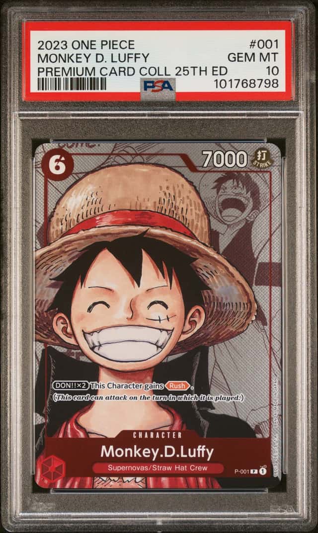 2023 One Piece Prem. Card Collection 25th Ann. Monkey D. Luffy #P-001 PSA 10