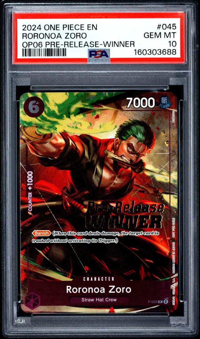 2024 One Piece EN OP06 Pre-Release Winner #045 Roronoa Zoro PSA 10 GEM MINT