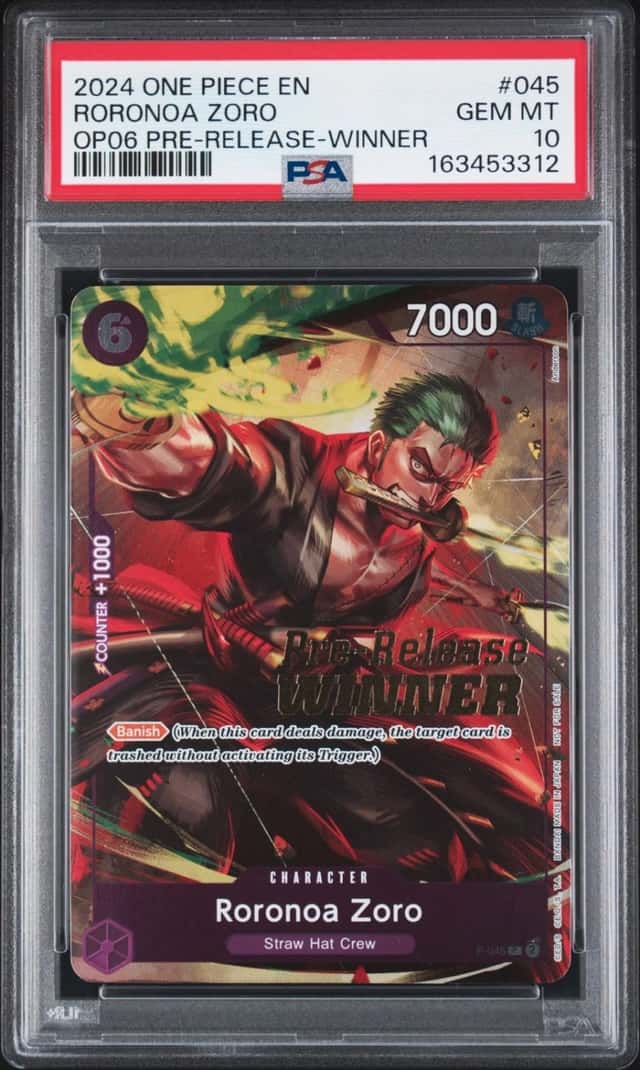 2024 ONE PIECE PROMOS PRE-RELEASE-WINNER #045 RORONOA ZORO PSA 10