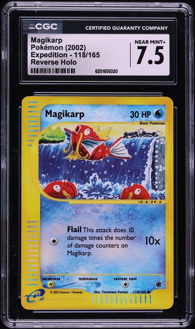 2002 Pokemon Expedition Reverse Holo Magikarp #118 CGC 7.5 NRMT+