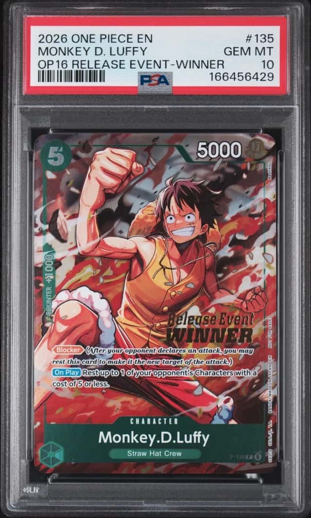 2026 ONE PIECE PROMOS RELEASE EVENT-WINNER #135 MONKEY D. LUFFY PSA 10