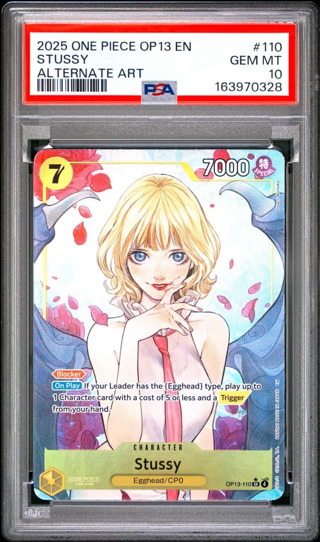2025 ONE PIECE OP13-CARRYING ON HIS WILL ALTERNATE ART #110 STUSSY PSA 10