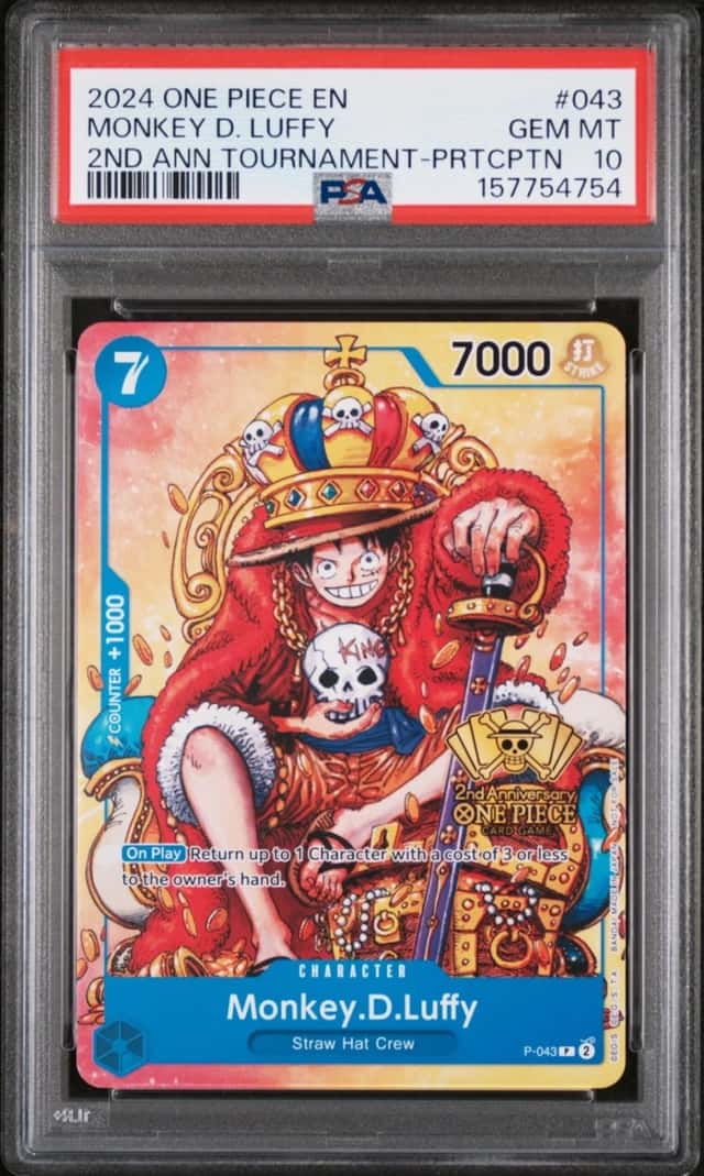 2024 ONE PIECE 2ND ANNIVERSARY TOURNAMENT #043 MONKEY D. LUFFY PSA 10