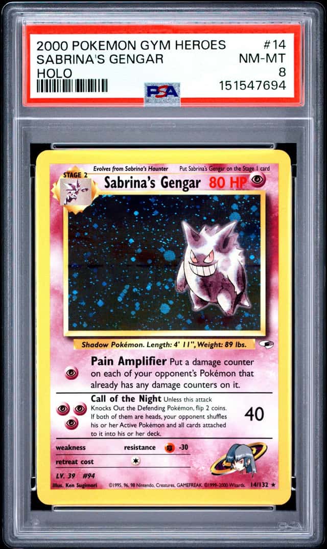 2000 Pokemon Gym Heroes #14 Sabrina's Gengar PSA 8 NM-MT