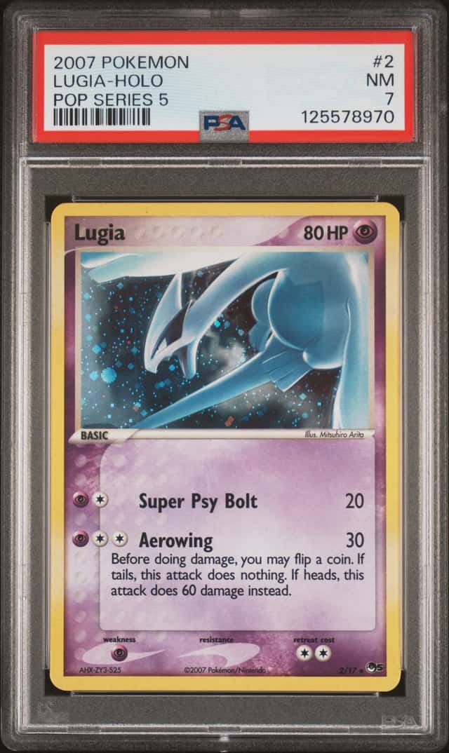 2007 POKEMON POP SERIES 5 #2 LUGIA-HOLO PSA 7