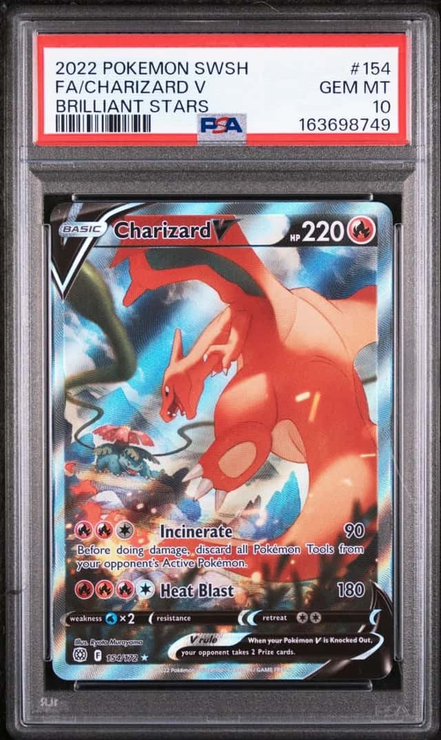 2022 POKEMON SWORD & SHIELD BRILLIANT STARS #154 FULL ART/CHARIZARD V PSA 10