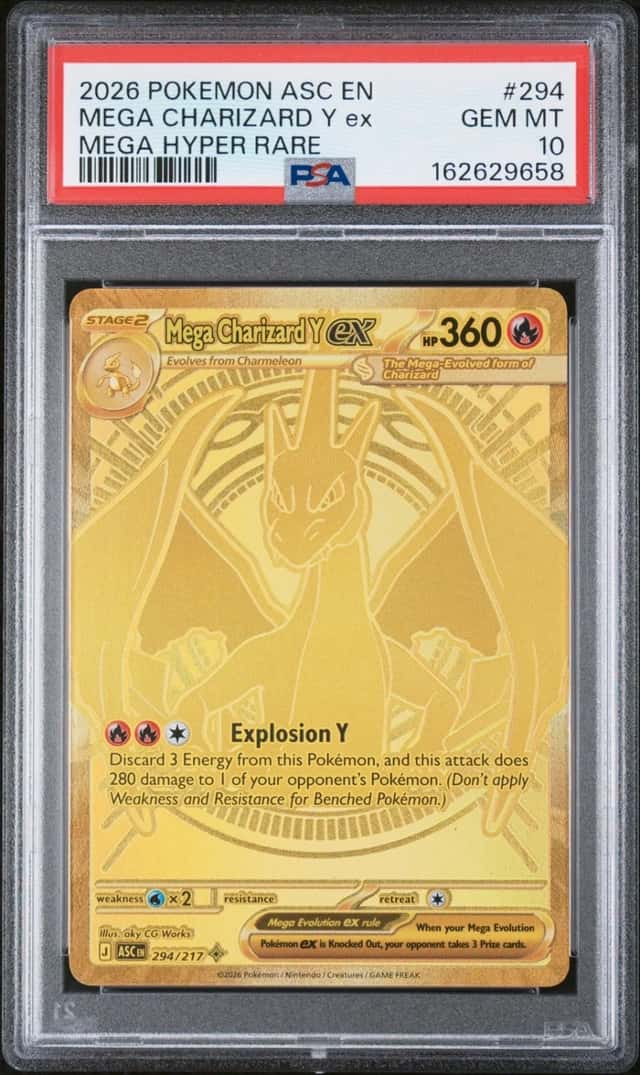 2026 POKEMON ASCENDED HEROES MEGA HYPER RARE #294 MEGA CHARIZARD Y EX PSA 10
