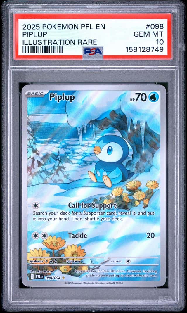 2025 PSA 10 Piplup 098/094 Pokemon Phantasmal Flames Illustration Rare