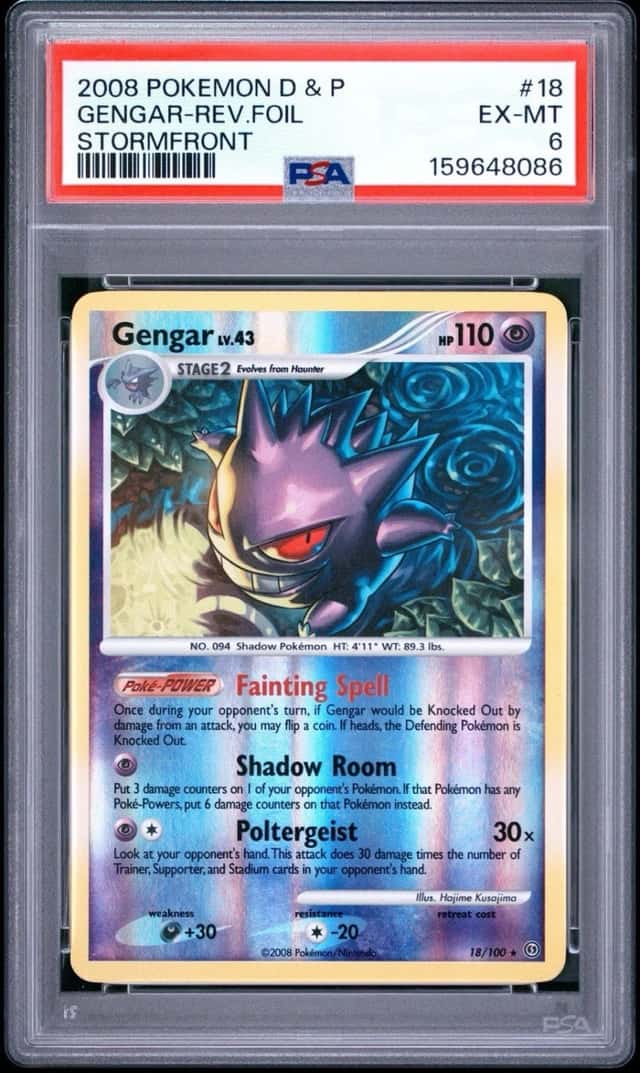 🔥 GENGAR REVERSE HOLO 18/100 STORMFRONT POKEMON PSA 6 🔥