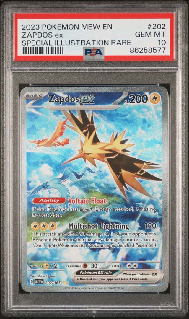 Pokemon 2023 SV 151 Zapdos ex 202/165 Special Illustration Rare Holo PSA 10 EN
