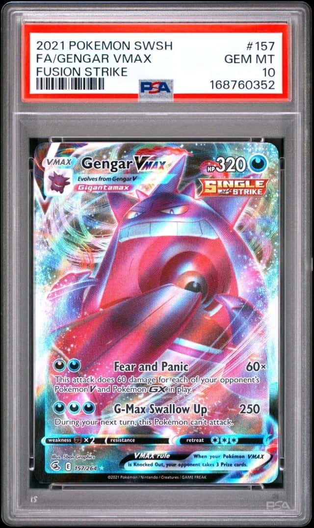 Pokemon Gengar Vmax Sword & Shield Fusion Strike #157 PSA 10 Gem Mint
