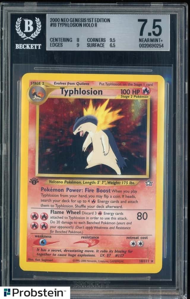 2000 Pokemon Neo Genesis 1st Edition #18 Typhlosion Holo R BGS 7.5 NM+