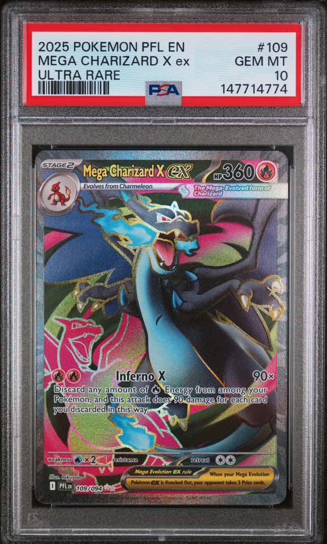2025 POKEMON PFL EN-PHANTASMAL FLAMES ULTRA RARE #109 MEGA CHARIZARD X EX PSA 10