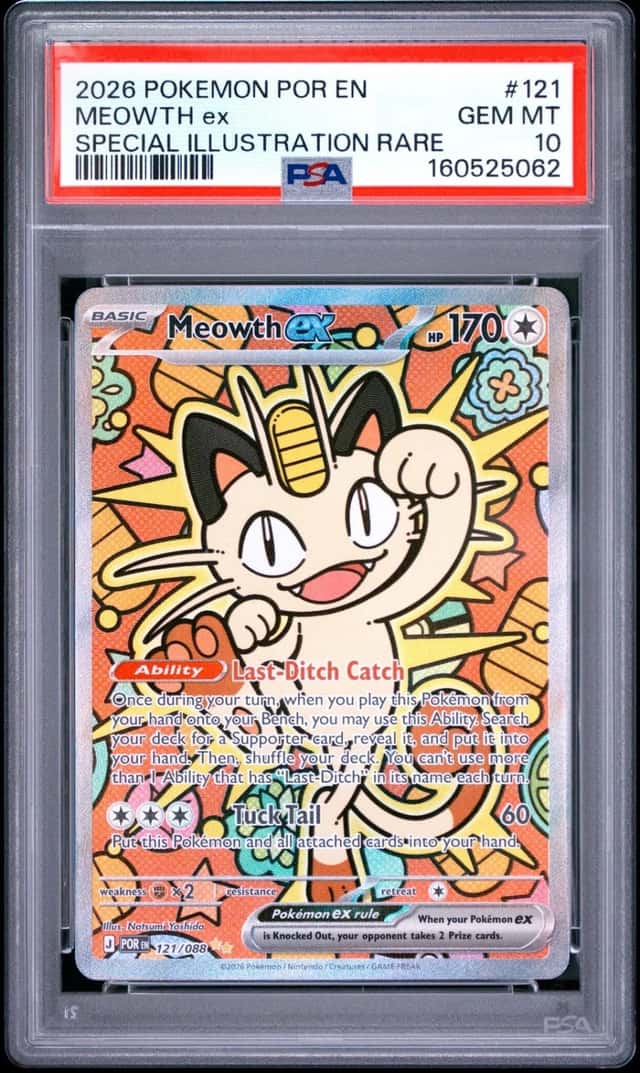 2026 POKEMON PERFECT ORDER SPECIAL ILLUSTRATION RARE #121 MEOWTH EX PSA 10