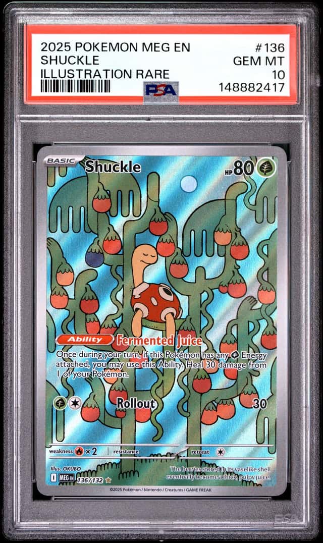 SHUCKLE 2025 POKEMON MEGA EVOLUTION 136/132 ILLUSTRATION RARE PSA 10 GEM Q1518