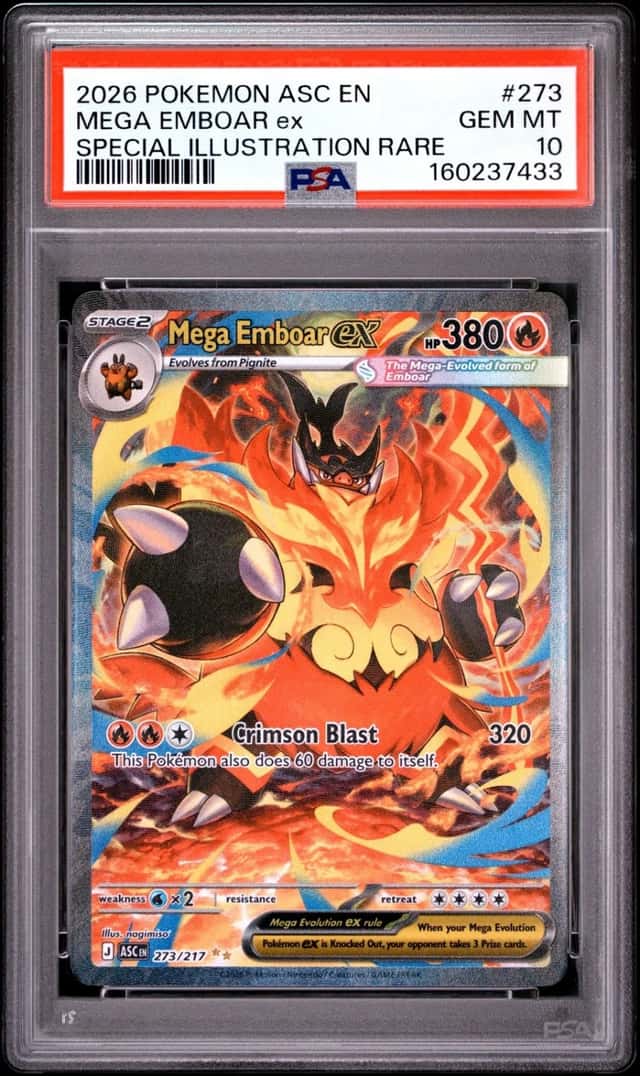 2026 POKEMON ASCENDED HEROES SPECIAL ILLUSTRATION RARE MEGA EMBOAR EX PSA 10