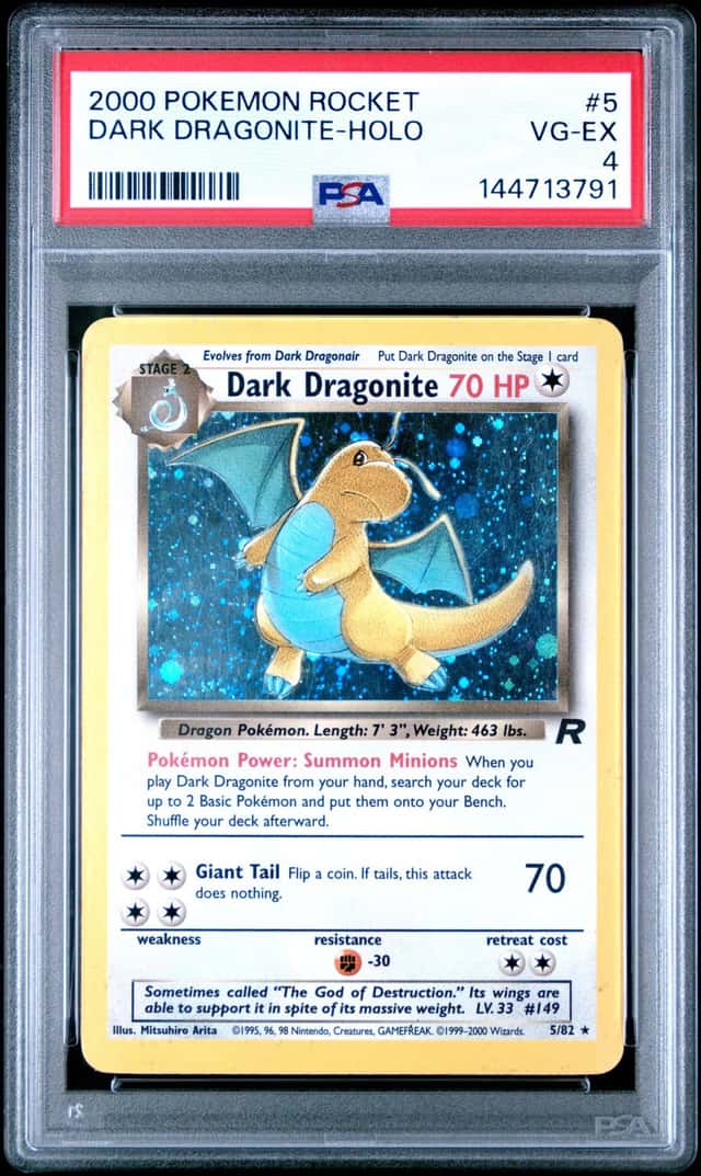 2000 Pokemon Team Rocket Dark Dragonite Holo #5/82 PSA 4