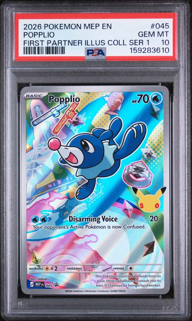 2026 Pokemon MEP Promo Popplio First Partner Illustration #045 PSA 10 (10)