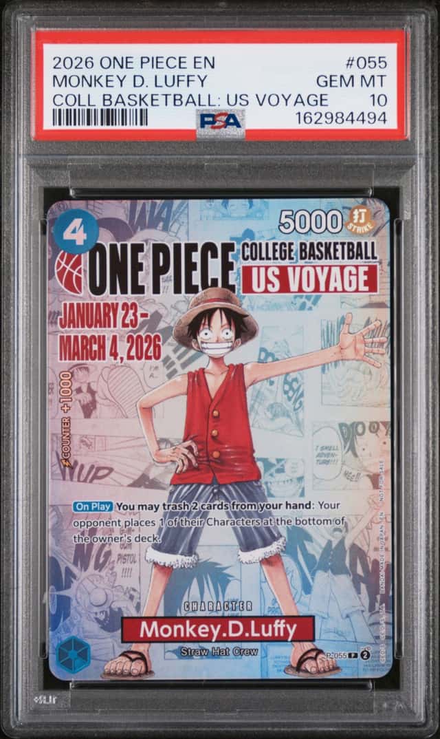 2026 ONE PIECE COLLEGE BASKETBALL: US VOYAGE PROMO #055 MONKEY D. LUFFY PSA 10