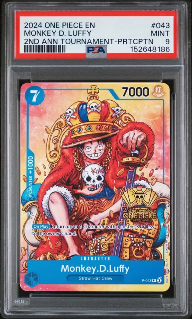2024 ONE PIECE 2ND ANNIVERSARY TOURNAMENT #043 MONKEY D. LUFFY PSA 9