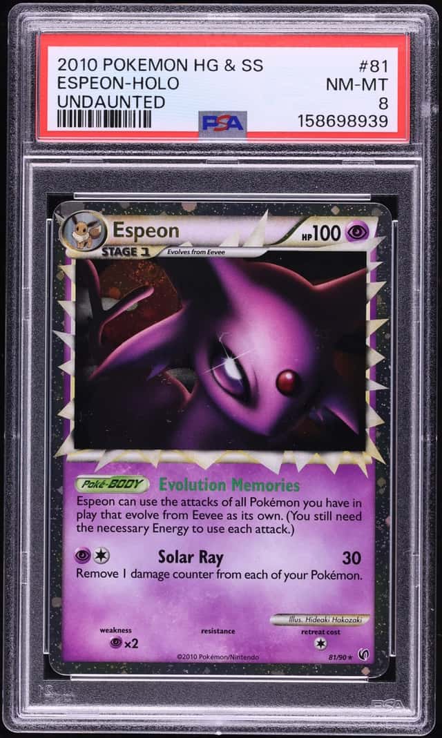 2010 Pokemon HeartGold & SoulSilver Undaunted Holo Espeon #81 PSA 8 NM-MT