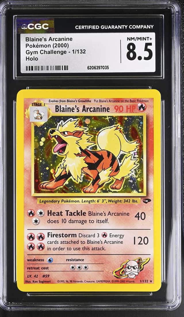 2000 Pokemon Gym Challenge Holo Blaine's Arcanine #1 CGC 8.5 NM-MT+
