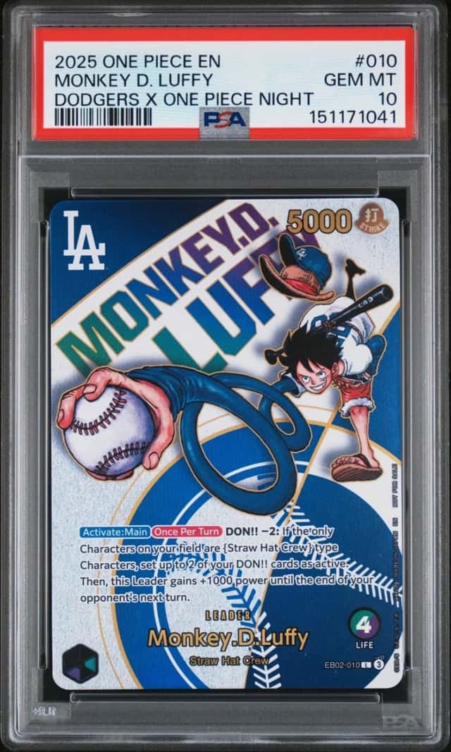 2025 ONE PIECE MONKEY D. LUFFY DODGERS X ONE PIECE NIGHT PROMOS #010 PSA 10