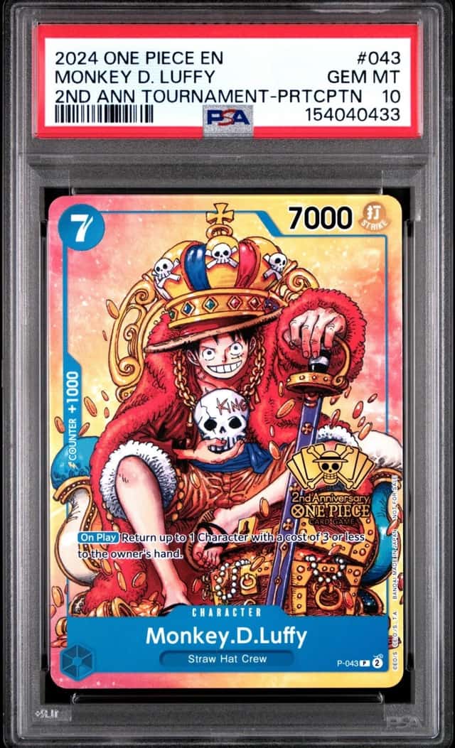 2024 ONE PIECE TOURNAMENT-PARTICIPATION PROMOS #043 MONKEY D. LUFFY PSA 10