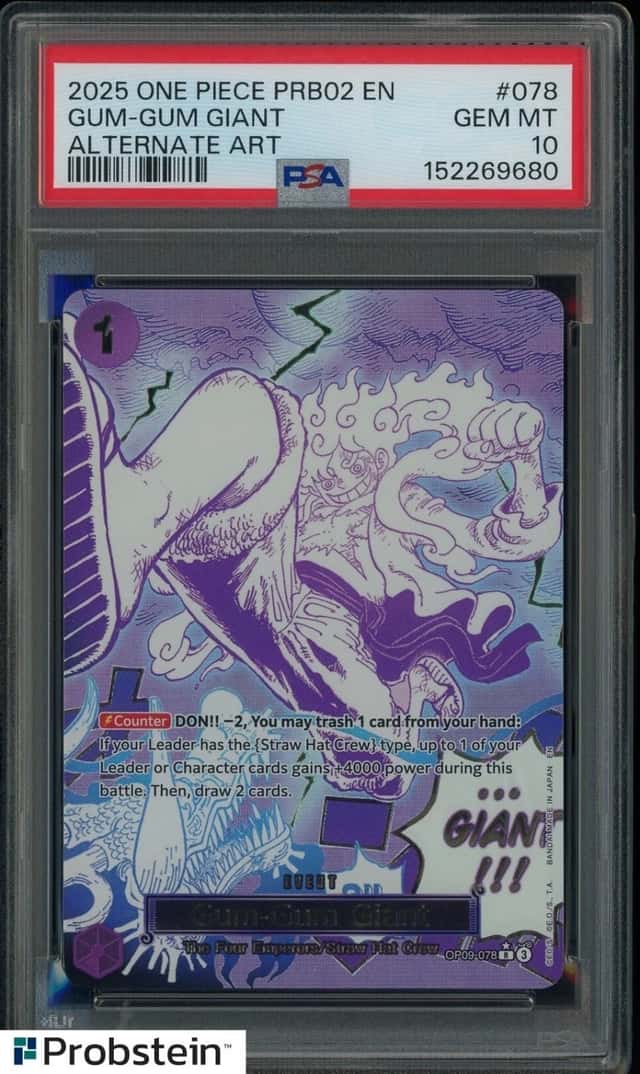2025 One Piece PRB02 EN Alternate Art #078 Gum-Gum Giant PSA 10 GEM MINT