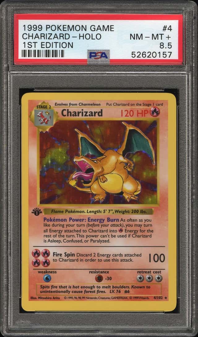 1999 Pokemon Base Set 1st Edition Holo #4 Charizard - PSA NM-MT+ 8.5