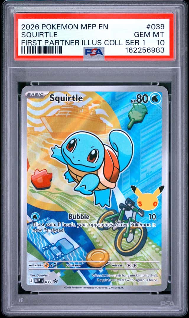 SQUIRTLE 2026 POKEMON FIRST PARTNER ILLUSTRATION COLLECTION #039 PSA 10 Q7826