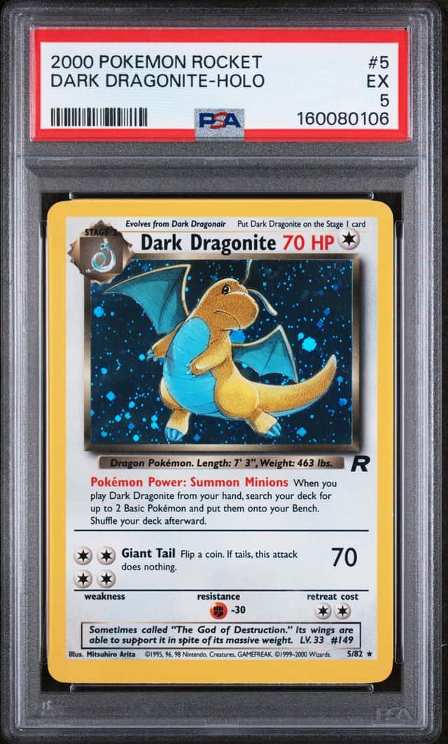 Pokemon 2000 Team Rocket Dark Dragonite 5/82 Holo Rare English PSA 5