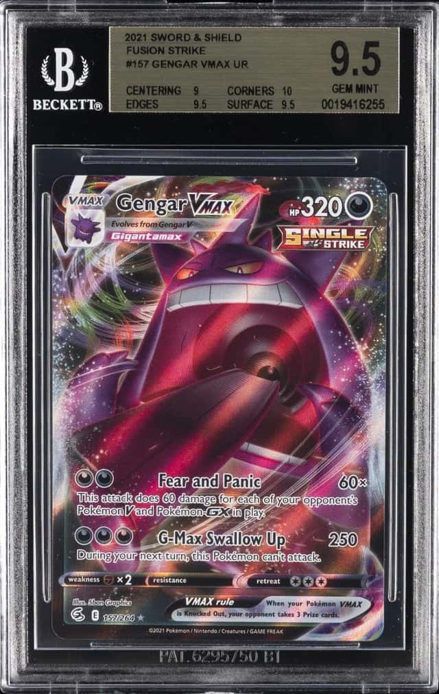 2021 POKEMON SWORD & SHIELD FUSION STRIKE #157 FULL ART/GENGAR VMAX BGS 9.5