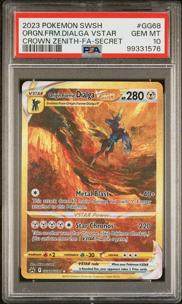 POKEMON ORGN.FRM.DIALGA VSTAR 2023 SWORD AND SHIELD CROWN ZENITH #GG68 FA PSA 10