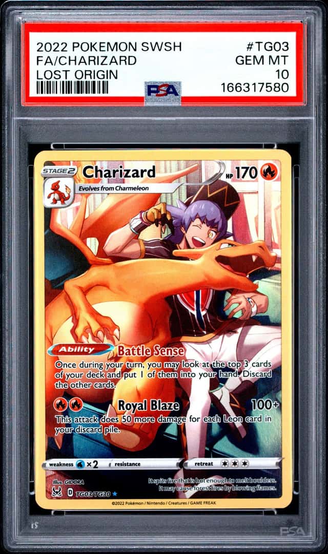 Pokemon Charizard Full Art Sword & Shield Lost Origin #TG03 PSA 10 Gem Mint