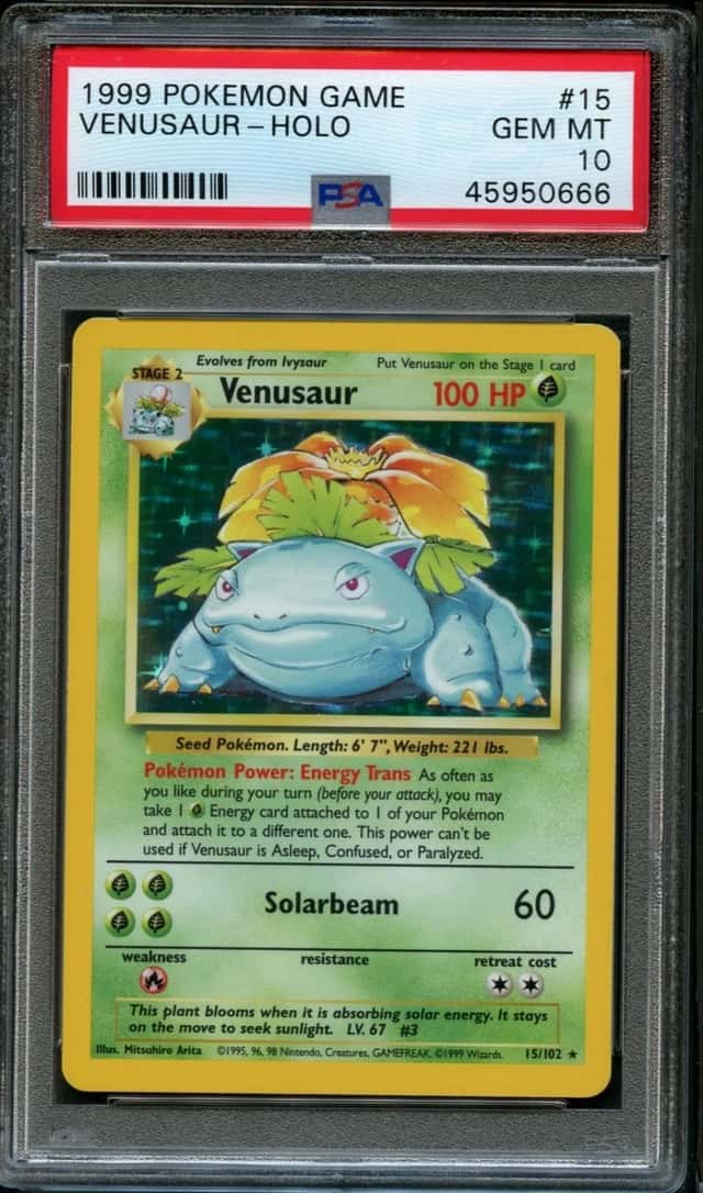 💎 Pokemon Holo Venusaur #15 | PSA 10 - Gem Mint | Base Unlimited 1999 💎