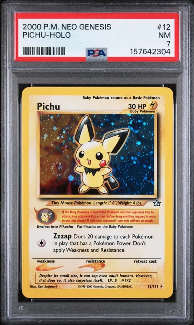 Pokemon Pichu Holo Neo Genesis Unlimited 12/111 PSA 7