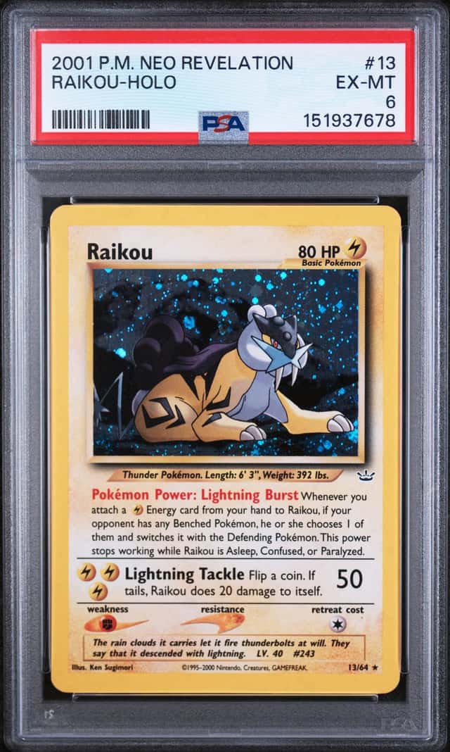 The Pokémon Company 2001 Raikou 13/64 Neo Revelation Holo PSA 6 English