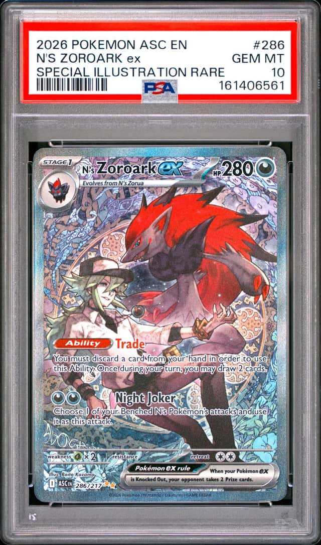 2026 POKEMON ASC SPECIAL ILLUSTRATION RARE #286 N'S ZOROARK EX PSA 10
