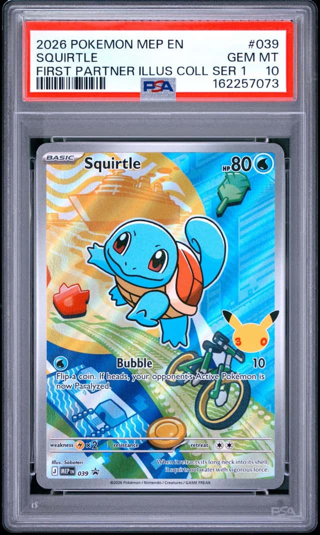 SQUIRTLE 2026 POKEMON FIRST PARTNER ILLUSTRATION COLLECTION #039 PSA 10 Q7826