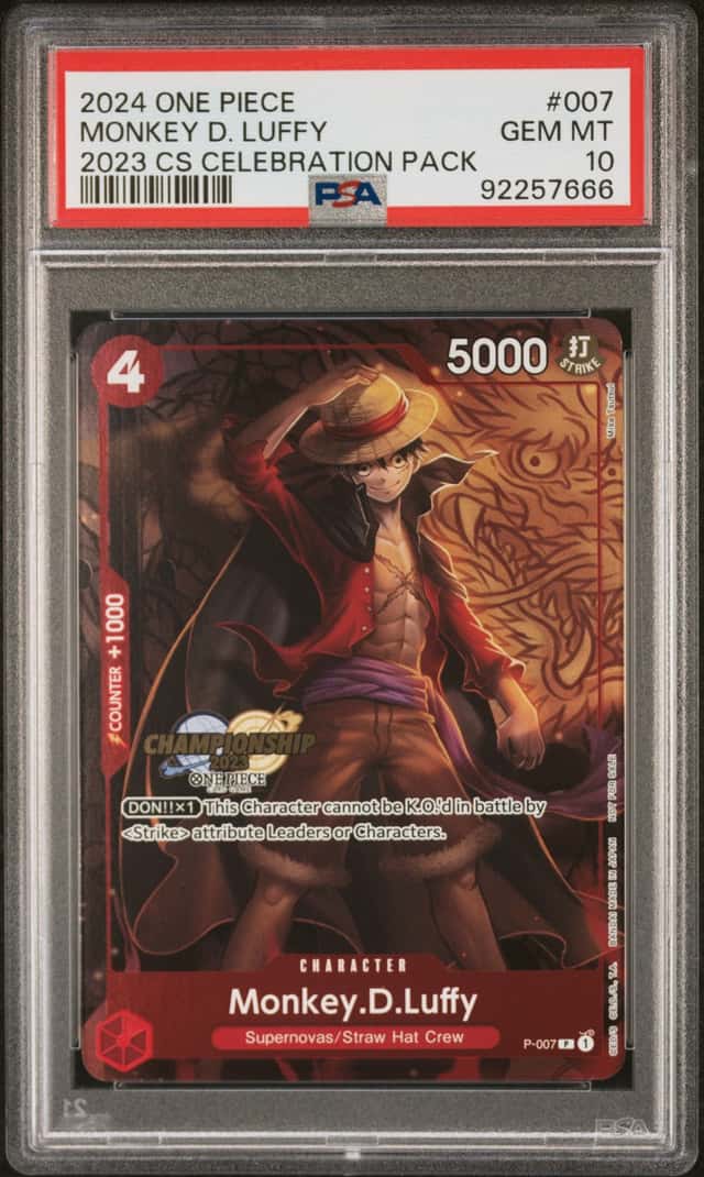 One Piece Card Game Monkey D. Luffy P-007 Foil Promo PSA 10 - CELEBRATION PACK