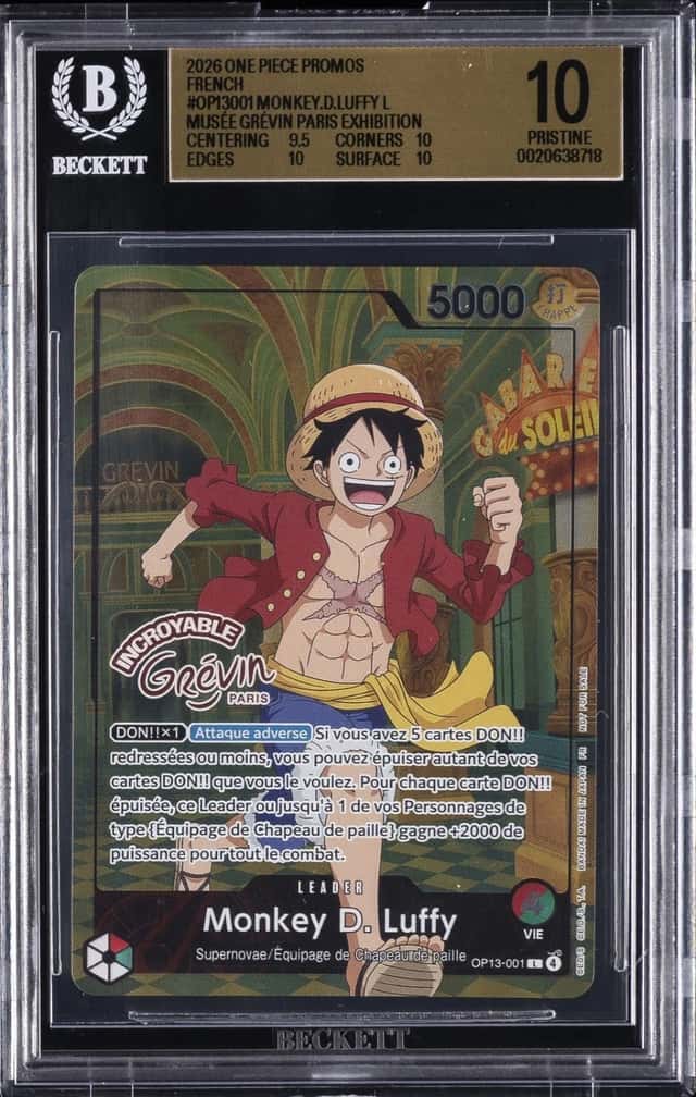 2026 ONE PIECE FRENCH MUSEE GREVIN PARIS PROMOS #OP13001 MONKEY D. LUFFY BGS 10