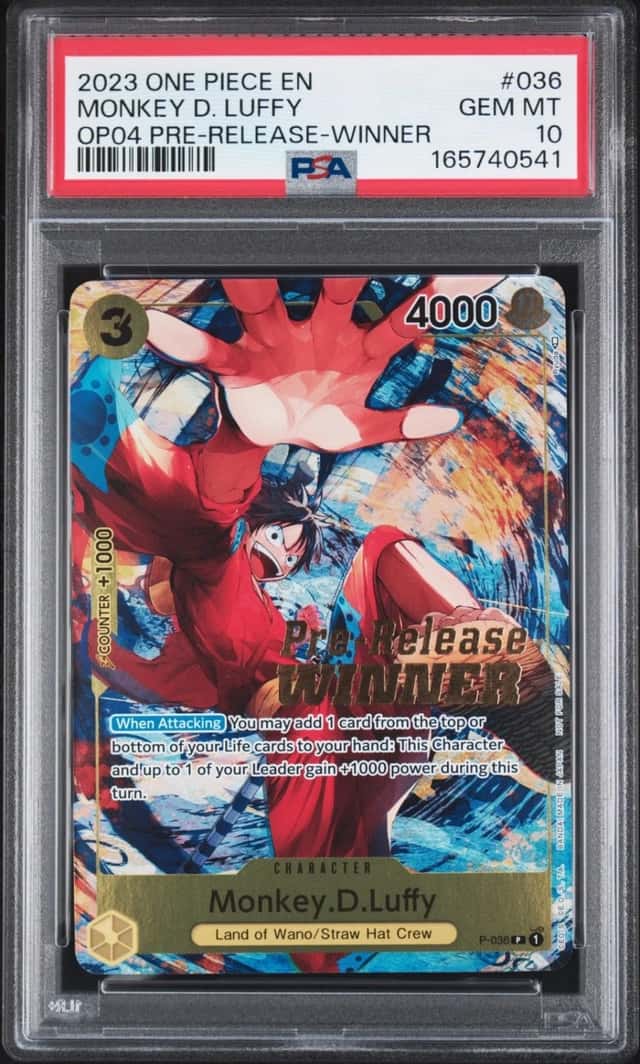 2023 ONE PIECE PROMOS PRE-RELEASE-WINNER #036 MONKEY D. LUFFY PSA 10