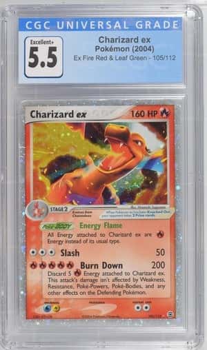 * SWIRL *2004 Pokemon Charizard ex  Fire Red & Leaf Green CGC 5.5 Insane Swirl
