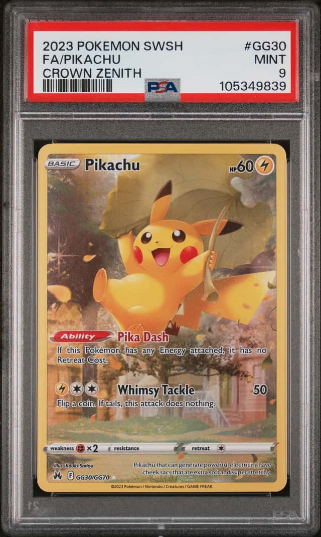 Pokemon 2023 SWSH Crown Zenith Pikachu GG30/GG70 Full Art Holo EN PSA 9