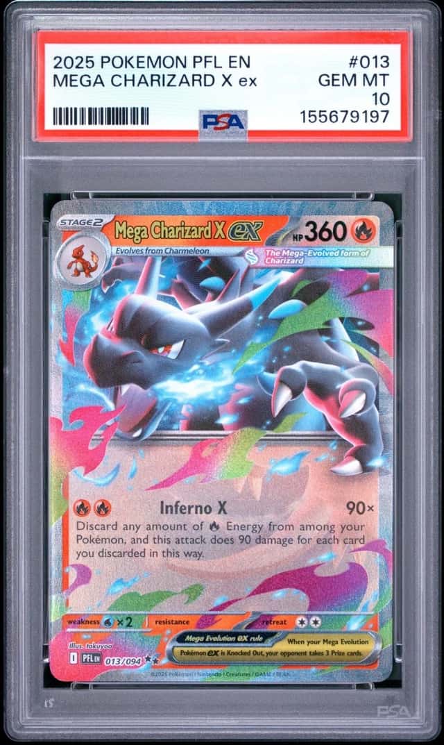 2025 POKEMON PFL EN-PHANTASMAL FLAMES #013 MEGA CHARIZARD X EX PSA 10