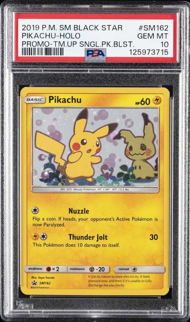 2019 POKEMON SM BLACK STAR PROMO #SM162 PIKACHU-HOLO PSA 10